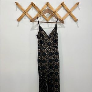 Wide leg black and cream lace jumper